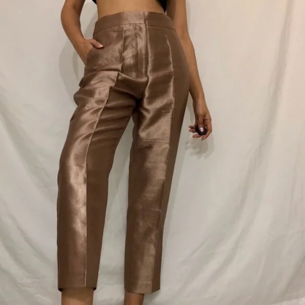 Zara Metallic Gold High Waisted Pants